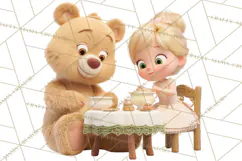 Fairy Tale Storybook Bears Cottage Clipart PNG Product Image 5