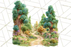 Fairy Tale Storybook Bears Cottage Clipart PNG Product Image 4