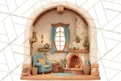 Fairy Tale Storybook Bears Cottage Clipart PNG Product Image 3