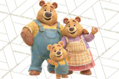 Fairy Tale Storybook Bears Cottage Clipart PNG Product Image 3