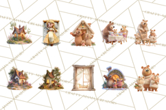 Fairy Tale Storybook Bears Cottage Clipart PNG Product Image 5