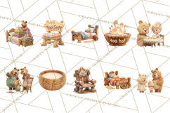 Fairy Tale Storybook Bears Cottage Clipart PNG Product Image 3
