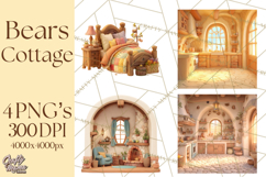 Fairy Tale Storybook Bears Cottage Clipart PNG Product Image 1
