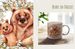 Charming Bears in Daisies Illustration PNG Product Image 3