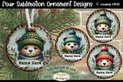 Cute Bears Christmas Ornament Design PNG Files | Add Name Product Image 1