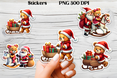 Christmas bear stickers | Printable Christmas sticker PNG Product Image 1