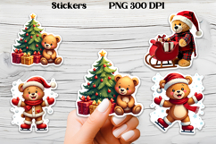 Christmas bear stickers | Printable Christmas sticker PNG Product Image 1