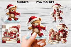 Christmas bear stickers | Printable Christmas sticker PNG Product Image 1