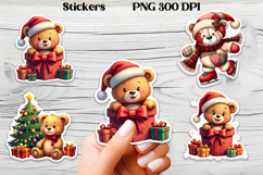 Christmas bear stickers | Printable Christmas sticker PNG Product Image 1