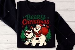 Beary Christmas PNG, Santa Riding Polar Bear Clipart, Funny Product Image 4