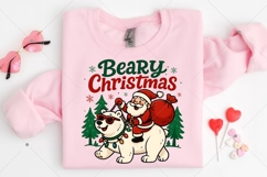 Beary Christmas PNG, Santa Riding Polar Bear Clipart, Funny Product Image 5