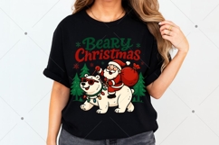 Beary Christmas PNG, Santa Riding Polar Bear Clipart, Funny Product Image 6