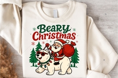 Beary Christmas PNG, Santa Riding Polar Bear Clipart, Funny Product Image 7