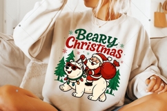 Beary Christmas PNG, Santa Riding Polar Bear Clipart, Funny Product Image 8