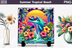 Retro Dolphin Beach Sunset | Tropical Summer Sublimation Product Image 1
