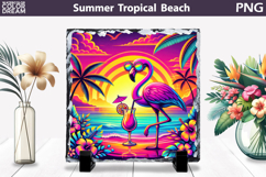 Retro Flamingo Beach Sunset | Tropical Summer Sublimation Product Image 1