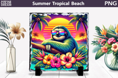 Retro Sloth Beach Sunset | Tropical Summer Sublimation Product Image 1