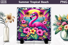 Retro Flamingo Beach Sunset | Tropical Summer Sublimation Product Image 1