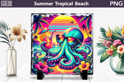Retro Octopus Beach Sunset | Tropical Summer Sublimation Product Image 1