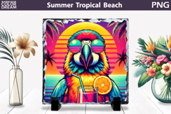 Retro Scarlet Macaw Beach Sunset | Tropical Summer Sublimati Product Image 1