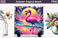 Retro Flamingo Beach Sunset | Tropical Summer Sublimation Product Image 1