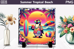 Retro Penguin Beach Sunset | Tropical Summer Sublimation Product Image 1
