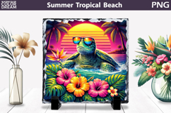 Retro Sea Turtle Beach Sunset | Tropical Summer Sublimation Product Image 1