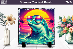 Retro Dolphin Beach Sunset | Tropical Summer Sublimation Product Image 1