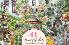 Bali Clipart Bundle, 41 Watercolor Bali PNGs Product Image 1