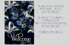 Blue Lily Flowers 12x18 Welcome Garden Flag Sublimation Product Image 2