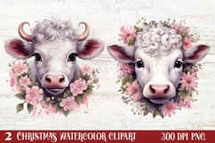 Beautiful Christmas Cow Clipart, Christmas Cow Clipart Product Image 1