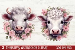 Beautiful Christmas Cow Clipart, Christmas Cow Clipart Product Image 1