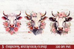 Beautiful Christmas Cow Clipart, Christmas Cow Clipart Product Image 1