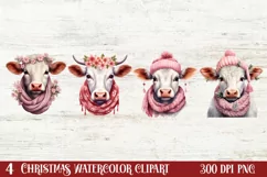 Beautiful Christmas Cow Clipart, Christmas Cow Clipart Product Image 1