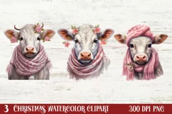 Beautiful Christmas Cow Clipart, Christmas Cow Clipart Product Image 1