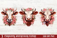 Beautiful Christmas Cow Clipart, Christmas Cow Clipart Product Image 1
