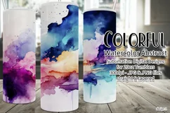Abstract Watercolor Tumbler, Colorful Watercolor Sublimation Product Image 1