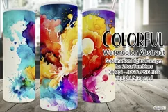 Abstract Watercolor Tumbler, Colorful Watercolor Sublimation Product Image 1