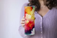 Abstract Watercolor Tumbler, Colorful Watercolor Sublimation Product Image 3
