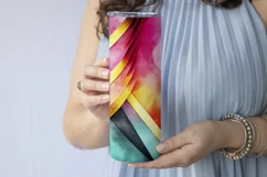 Abstract Watercolor Tumbler, Colorful Watercolor Sublimation Product Image 3