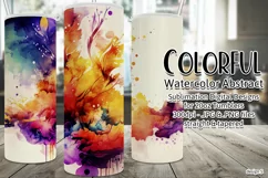 Abstract Watercolor Tumbler, Colorful Watercolor Sublimation Product Image 1