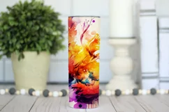 Abstract Watercolor Tumbler, Colorful Watercolor Sublimation Product Image 3