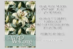 Cream Lily Flowers 12x18 Welcome Garden Flag Sublimation Product Image 2