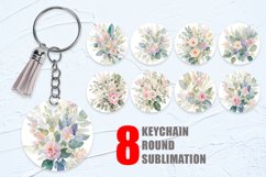 Keychain Watercolor bouquet flower background Product Image 1