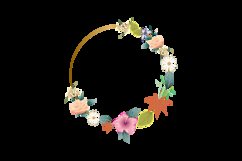 Beautiful flower and botanical leaf round frame element Product Image 2