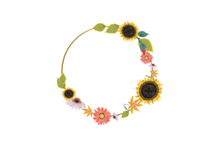 Beautiful flower and botanical leaf round frame graphic Product Image 1