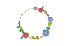 Beautiful flower and botanical leaf round frame isolated Product Image 1