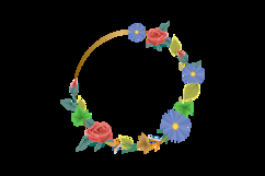 Beautiful flower and botanical leaf round frame isolated Product Image 2