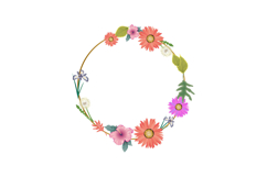 Beautiful flower and botanical leaf round frame vector Product Image 1