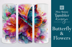 Animal Tumbler Wrap, Butterfly and Flowers Tumbler Wrap t14 Product Image 1